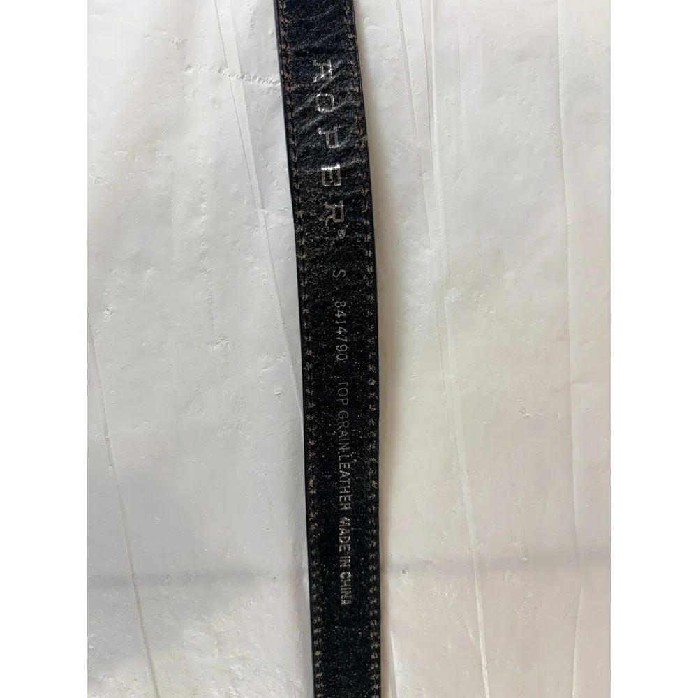 Roper Black Top Grain Leather Belt Size S 35 in Rhinestone Buckle Model #8414790